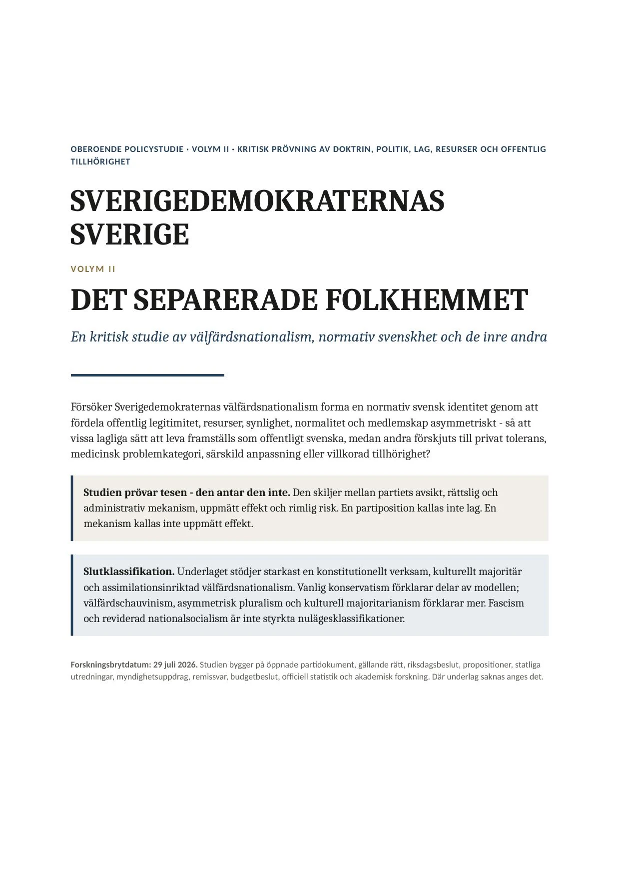 Omslag till Det separerade folkhemmet